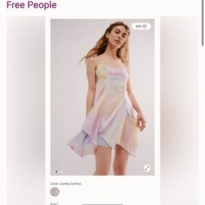 NWOT Free People soft flutter mini slip Pastel Multicolor Dress
